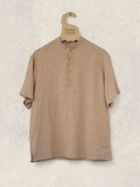 Camisa hombre lino beige